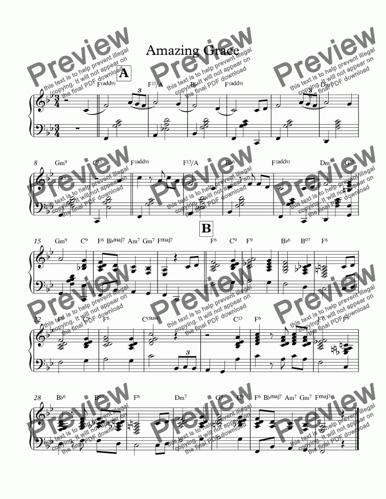 Jazz Reharm Amazing Grace Download Sheet Music Pdf File