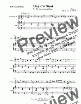 page one of Alley Cat Strut - Bb Clarinet and Piano