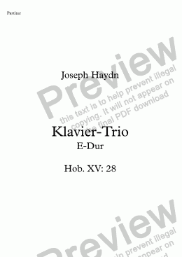 page one of Haydn, Klavier-Trio Nr. 4 E-Dur Hob. XV: 28 – Flöte (anstelle Violine)