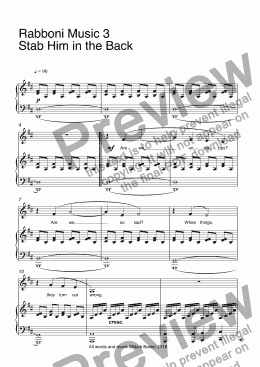 page one of Rabboni Music 3 Stab Him in the Back