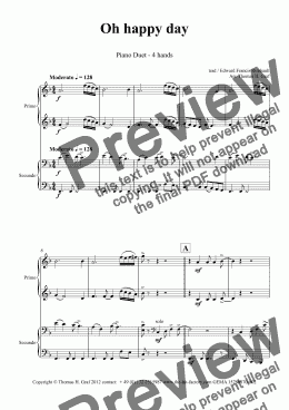 page one of Oh happy day - Christmas Song - Gospel - Piano Duet (4 Hands) 