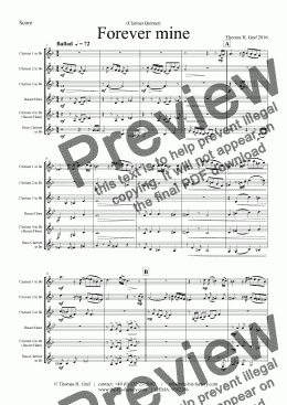 page one of Forever mine - Ballad - Jazz - Clarinet Quintet 
