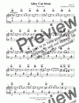 page one of Alley Cat Strut - Piano Solo (Guitar Optional)