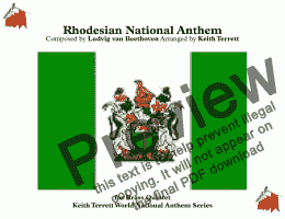 page one of Rhodesian National Anthem “Rise O Voices of Rhodesia” for Brass Quintet