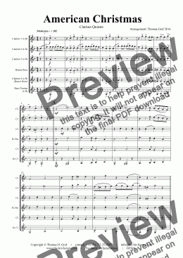 page one of American Christmas - Mash up Rondo of best Christmas Songs - Clarinet Quintet 