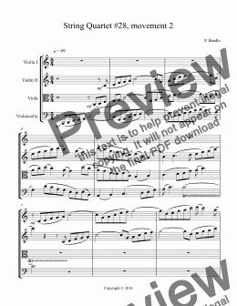 page one of String Quartet #28, movement 2