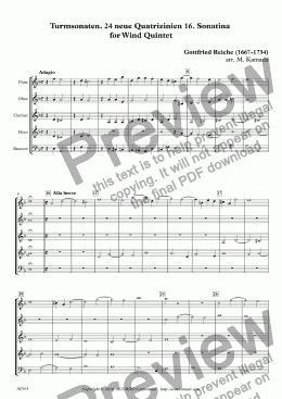 page one of Turmsonaten. 24 neue Quatrizinien 16. Sonatina for Wind Quintet