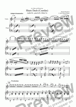 page one of Czardas (Share Dash) fpr Violin and Piano