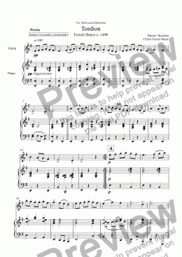 page one of Tordion for Violin and Piano