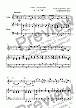 page one of Sicilienne for Violin and Piano