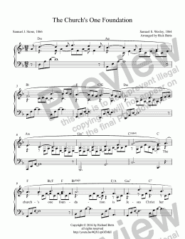 page one of The Church’s One Foundation - Hymn Piano Solo