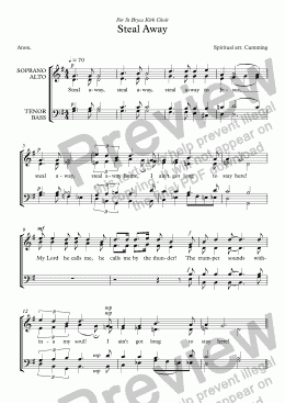 page one of "Steal Away" for a capella choir 