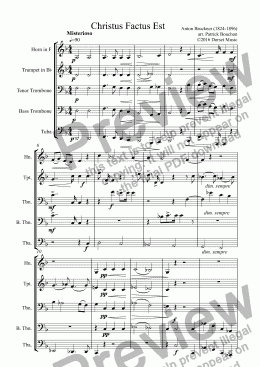 page one of Bruckner - "Christus Factus Est" for Brass Quintet