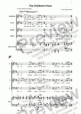 page one of The Children's Hour (chorus w/pno accomp)