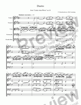page one of Duet from "Lieder ohne Worte" for string orchestra