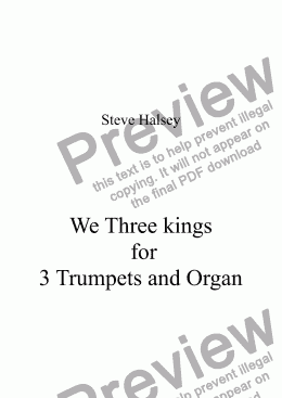 page one of Three Kings  Intrada for  3 Trumpets and Organ
