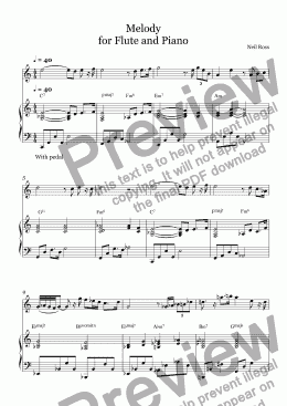 page one of Melody for Flute and Piano