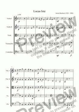 page one of Bruckner - "Locus Iste" for Strings