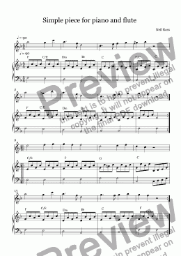 page one of Simple piece for piano and flute
