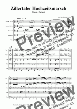 page one of Zillertaler Hochzeitsmarsch - October Fest - Brass Quintet 