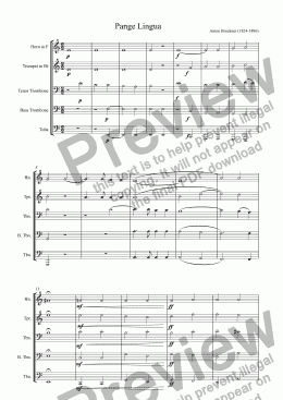 page one of Bruckner - "Pange Lingua" for Brass Quintet