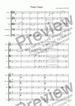 page one of Bruckner - "Pange Lingua" for Strings