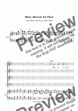 page one of Mary, Blessed Art Thou.  Choir/Piano