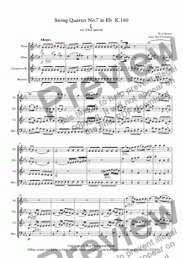 page one of Mozart: String Quartet No.7 in Eb  K.160 - wind quartet