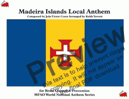page one of Madeira Islands Local Anthem (’’Hino da MadeiracHino da Madeira’’) for Brass Quintet & Percussion (MFAO World National Anthem Series)