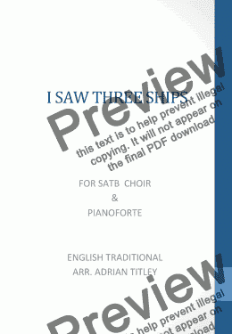page one of I saw three ships (SATB)
