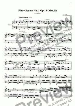 page one of Piano Sonata No.1  Op.13 (Mvt.II)