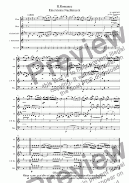 page one of Mozart:Serenade in G (Eine kleine Nachtmusik) Mvt II.Romance  - wind quintet