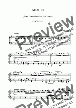 page one of Alessandro Marcello - ADAGIO for piano