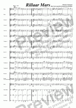 page one of Rillaar Mars (for wind band)
