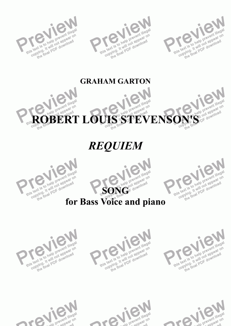 page one of SONG - ROBERT LOUIS STEVENSON’S REQUIEM for Bass Voice and Piano R.L.S. (1850-1894)