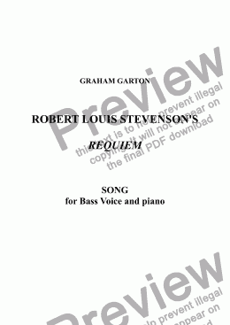 page one of SONG - ROBERT LOUIS STEVENSON’S REQUIEM for Bass Voice and Piano R.L.S. (1850-1894)