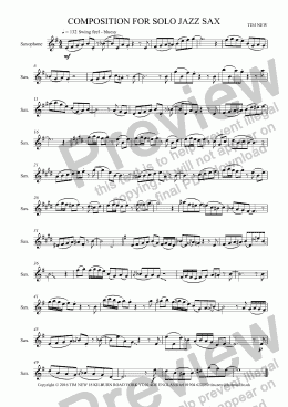 page one of COMPOSITION FOR SOLO JAZZ SAX