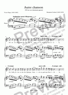 page one of Autre chanson  (Benjamin Godard / Victor Hugo)