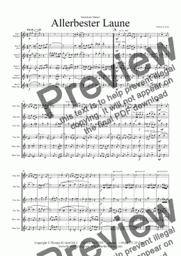 page one of Allerbester Laune - German Polka - Saxophone Quintet