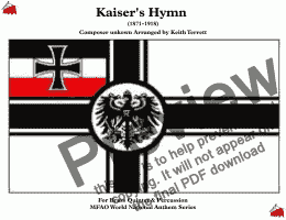 page one of German Kaiser’s Hymn (IM SIEGERKRANZ - Deutsche Kaiserhymne - Hail to Thee in Victor’s Crown) for Brass Quintet & Percussion