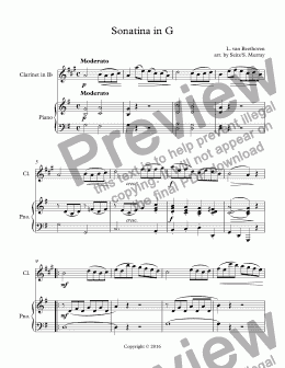 page one of Sonatina in G for Clarinet in Bb