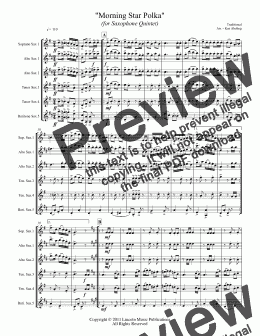 page one of Polka - Morning Star Polka (Saxophone Quintet SATTB or AATTB)