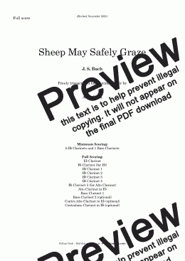 page one of Sheep May Safely Graze  (Clarinet Choir)