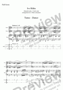 page one of DANCE (Tanec) - arrangement for 2 flutes and piano