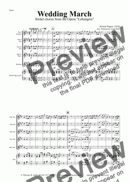page one of Wedding March - Bridal chorus Lohengrin - Saxophone Quintet