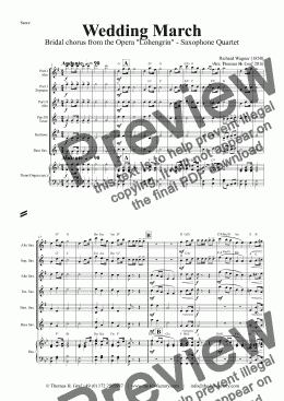 page one of Wedding March - Bridal chorus Lohengrin - Saxophone Quartet 