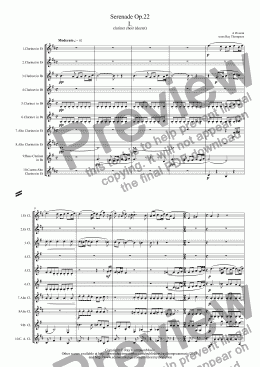 page one of Dvorak: Serenade for Strings Op.22 Mvt.I. - clarinet choir (dectet/decet}