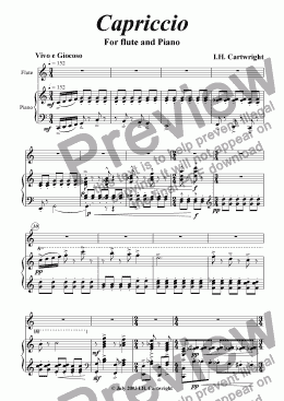 page one of Capriccio for flute and Piano