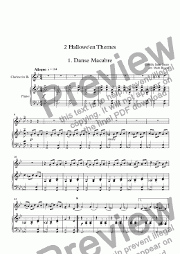 page one of 2 Hallowe’en Themes  1. Danse Macabre, 2. Hall of the Mountain King for clarinet with piano accompaniment