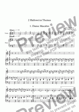 page one of 2 Hallowe’en Themes  1. Danse Macabre, 2. Hall of the Mountain King for violin with piano accompaniment